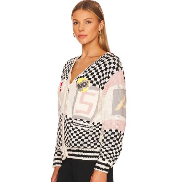 No! Jeans Alphabet Cardigan in White NWOT Size Medium - Picture 3 of 5